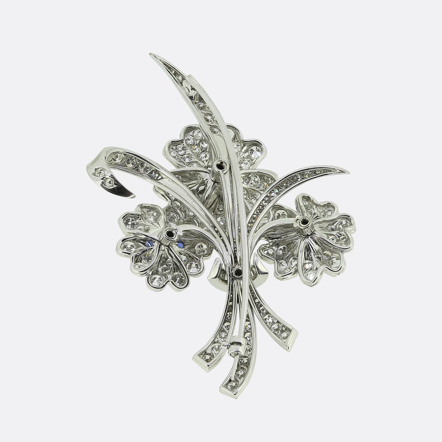 Vintage Sapphire and Diamond Flower Brooch
