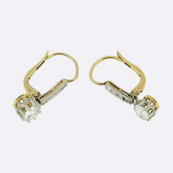Art Deco Old Cut Diamond Drop Earrings