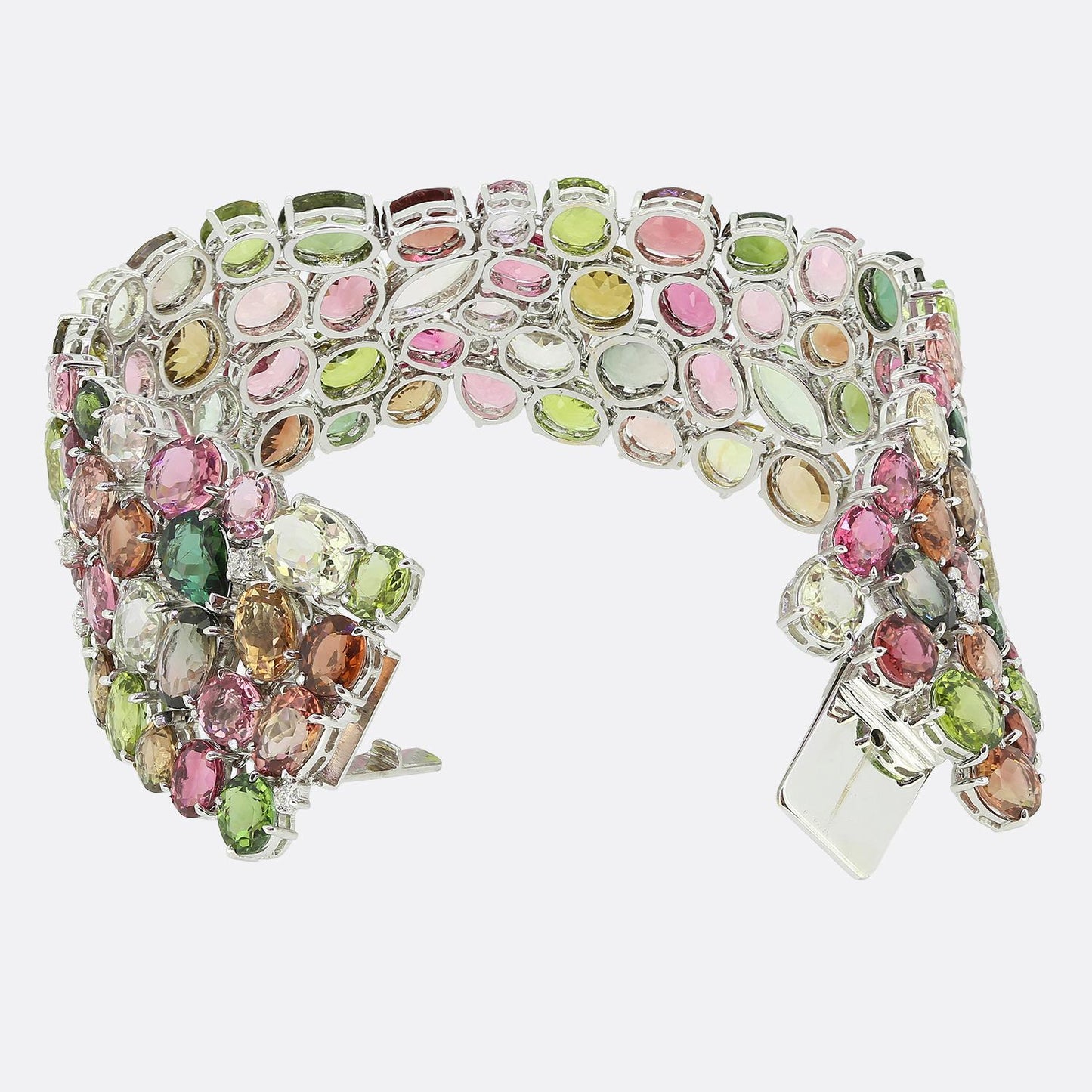 150.00 Carat Multi Tourmaline and Diamond Bracelet