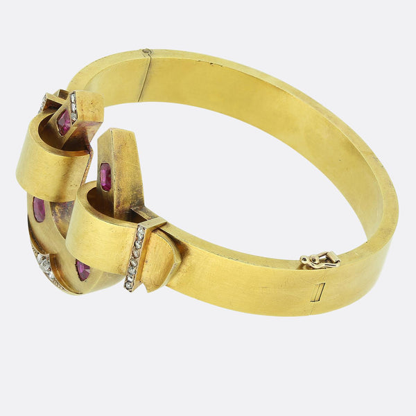 Victorian Burmese Ruby and Diamond Horseshoe Bangle