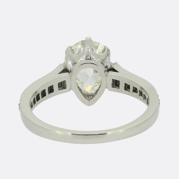 Edwardian 1.40 Carat Pear Cut Diamond Ring
