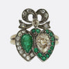 Victorian Emerald and Diamond Double Heart Ring