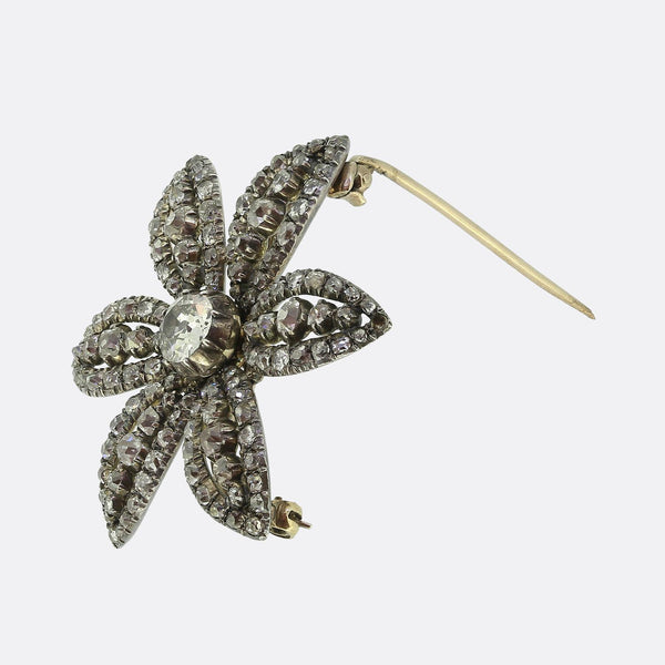 Georgian Diamond Cluster Flower Brooch