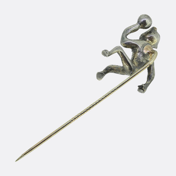Victorian Ruby and Diamond Monkey Stick Pin
