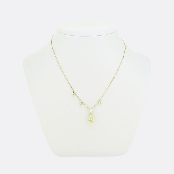 2.11 Carat Fancy Yellow Diamond Necklace