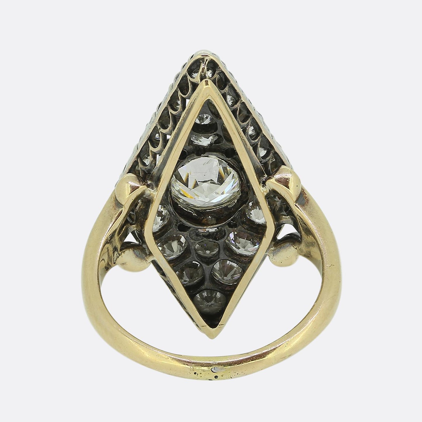 Victorian 3.40 Carat Diamond Navette Ring