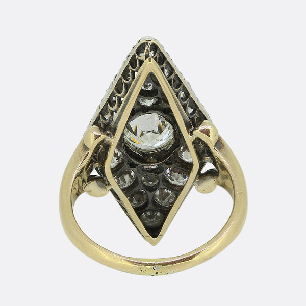 Victorian 3.40 Carat Diamond Navette Ring