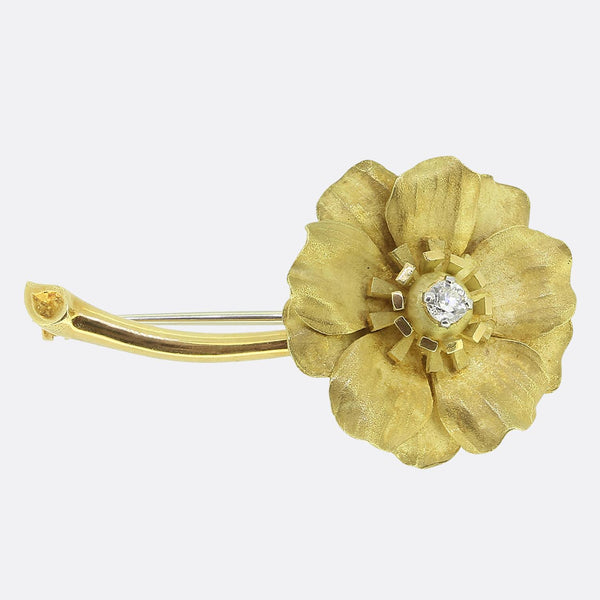 Vintage Cartier Diamond Flower Brooch