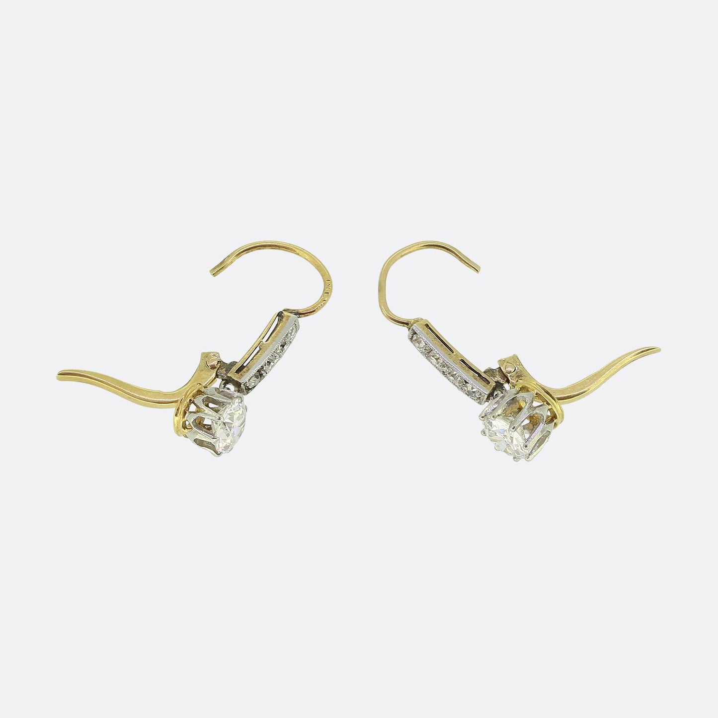 Art Deco Old Cut Diamond Drop Earrings