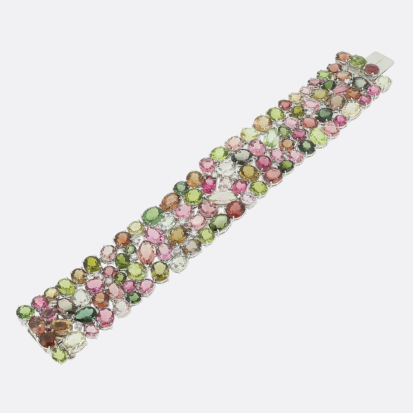 150.00 Carat Multi Tourmaline and Diamond Bracelet