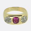 Edwardian Pink Sapphire and Old Cut Diamond Gypsy Ring