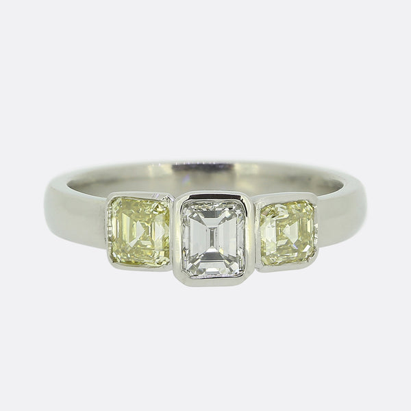 Vintage Three-Stone Asscher Cut Diamond Ring
