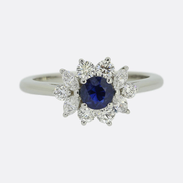 Tiffany & Co. Sapphire and Diamond Cluster Ring