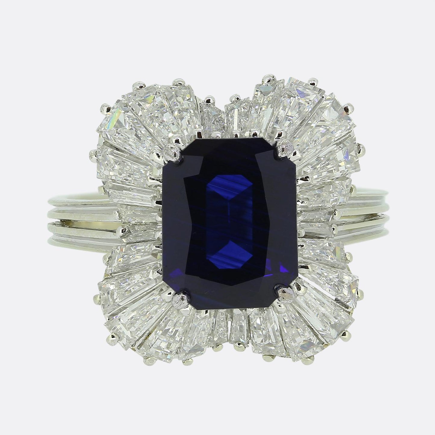 2.55 Carat Sapphire and Diamond Ballerina Ring