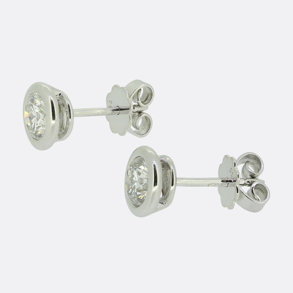 1.70 Carat Rubover Diamond Stud Earrings