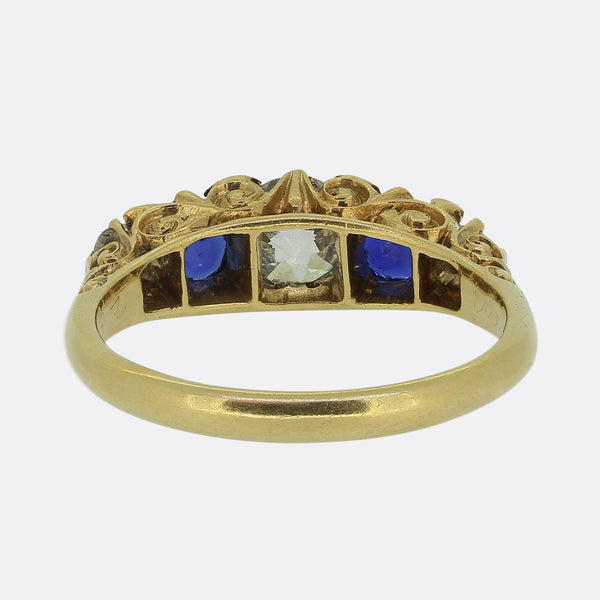 Antique Sapphire and Diamond Five-Stone Ring