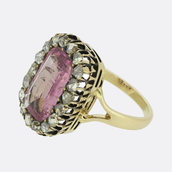 Victorian Pink Spinel and Rose Cut Diamond Dress Ring