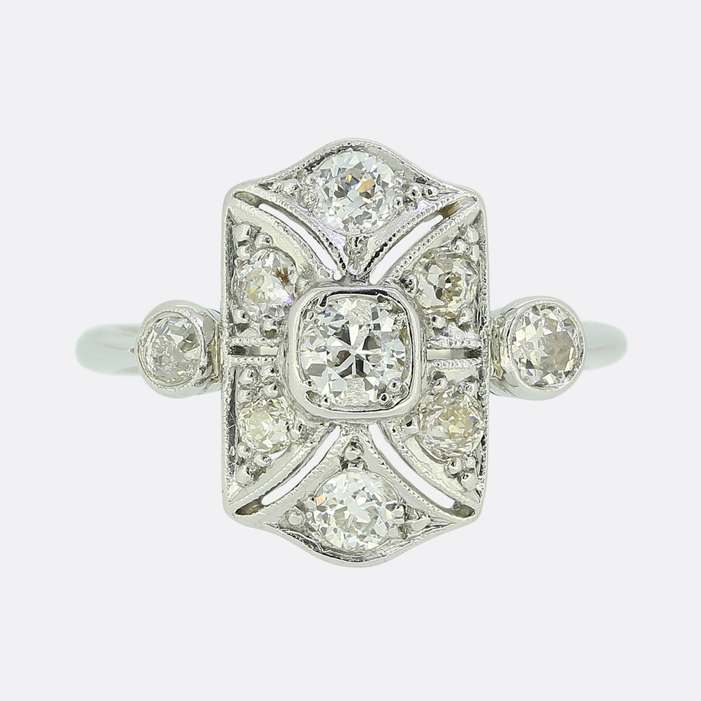 Art Deco Old Cut Diamond Tablet Ring