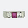 Cartier Ruby and Diamond Three-Stone Ring