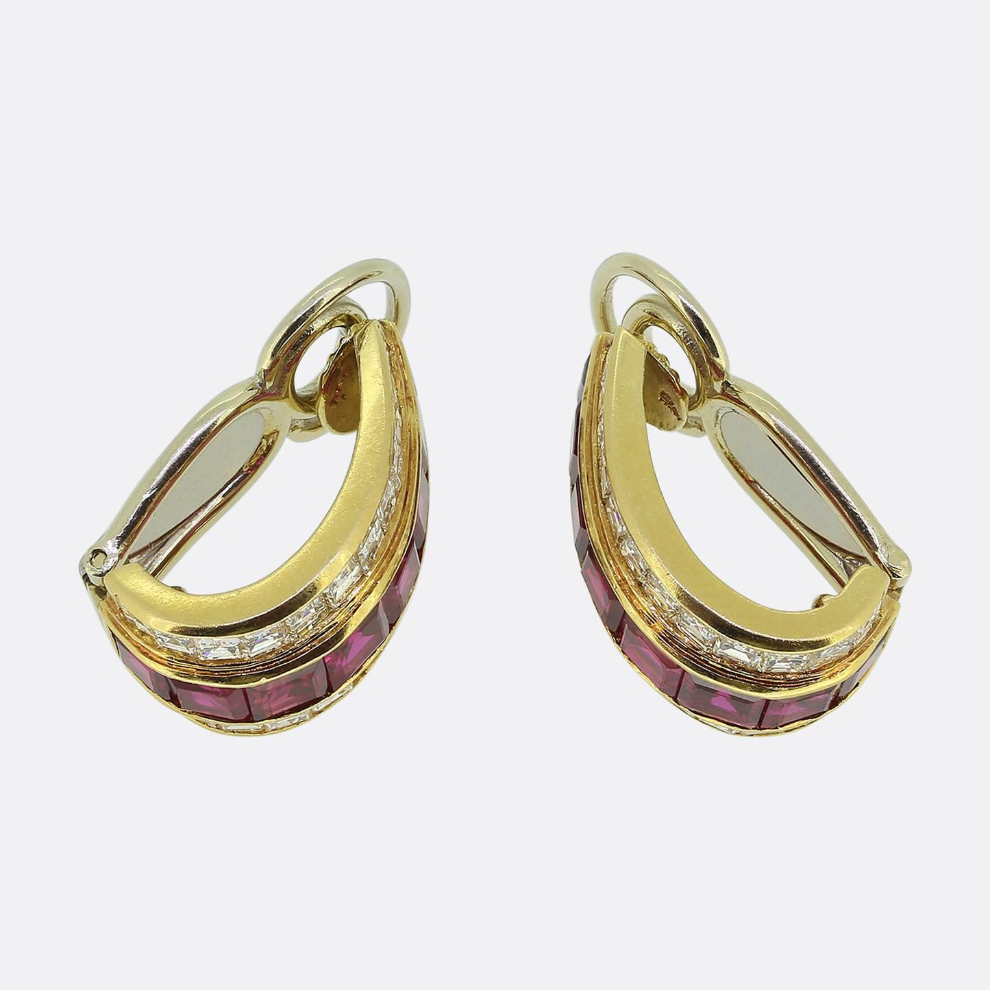 Bvlgari Ruby and Diamond Half-Hoop Earrings