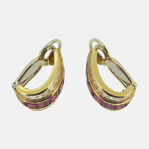 Bvlgari Ruby and Diamond Half-Hoop Earrings