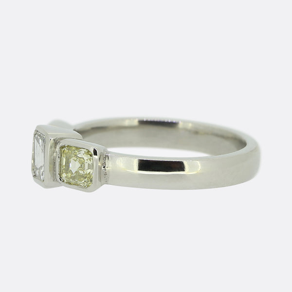 Vintage Three-Stone Asscher Cut Diamond Ring