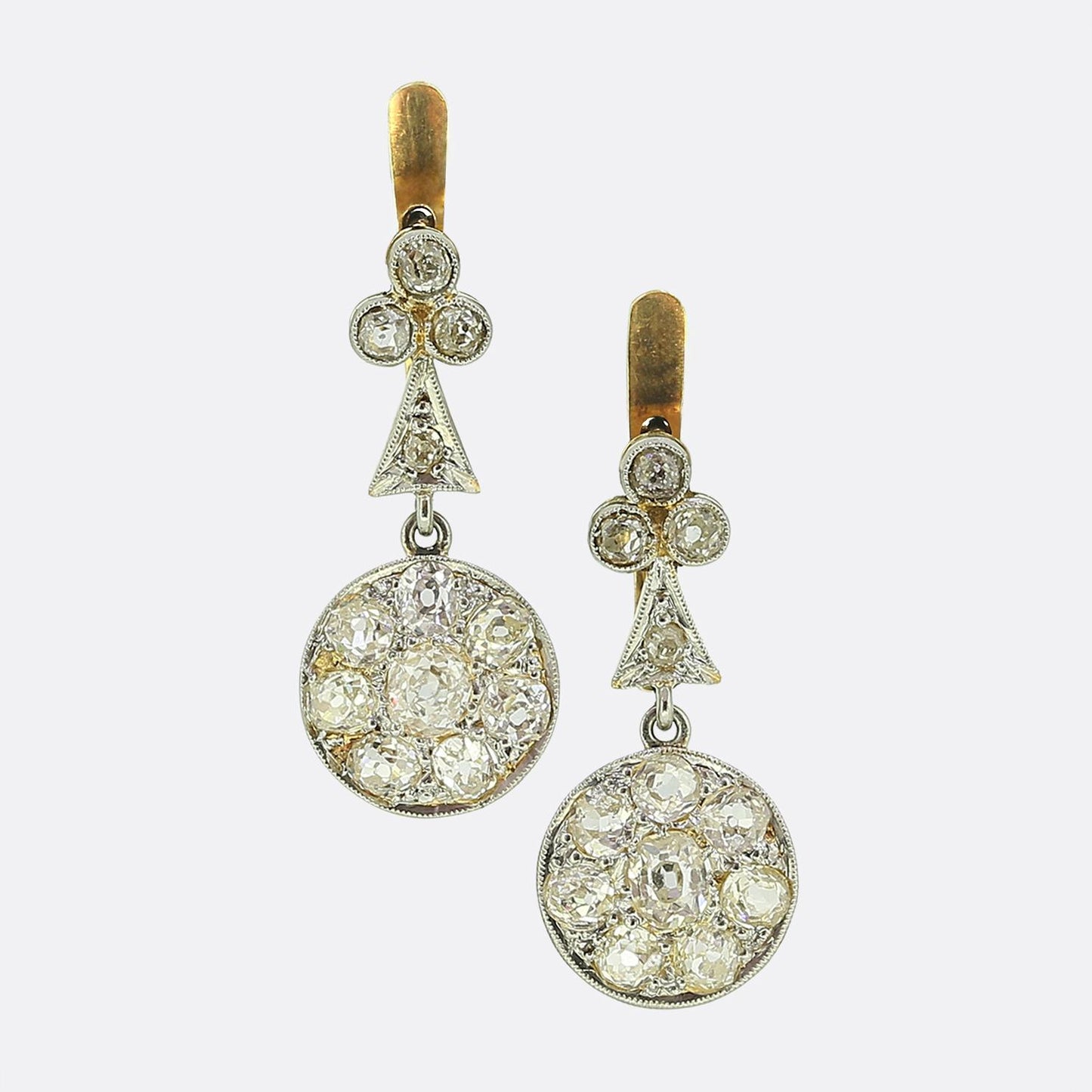 Antique Old Cut Diamond Cluster Earrings