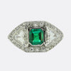 1940s Colombian Emerald and Diamond Three-Stone Ring