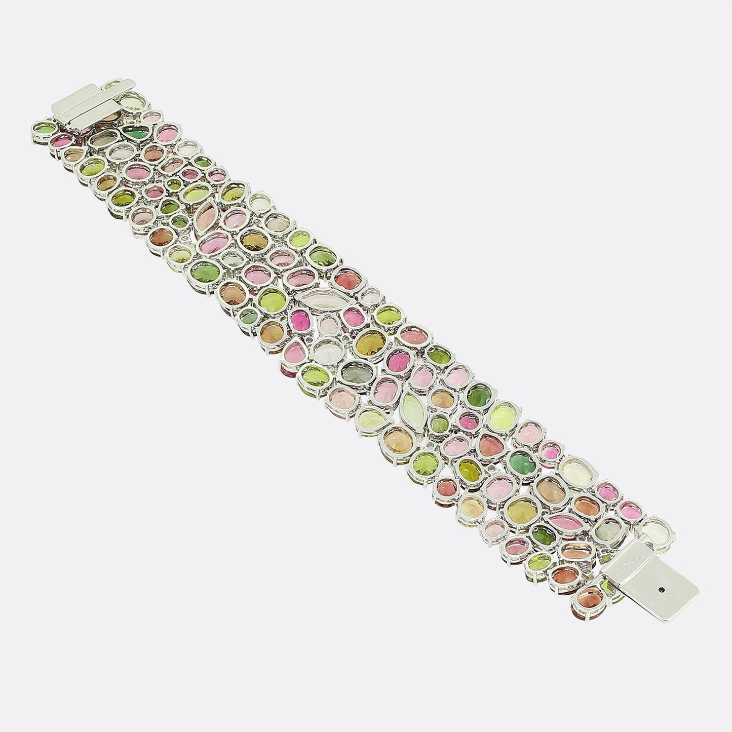 150.00 Carat Multi Tourmaline and Diamond Bracelet