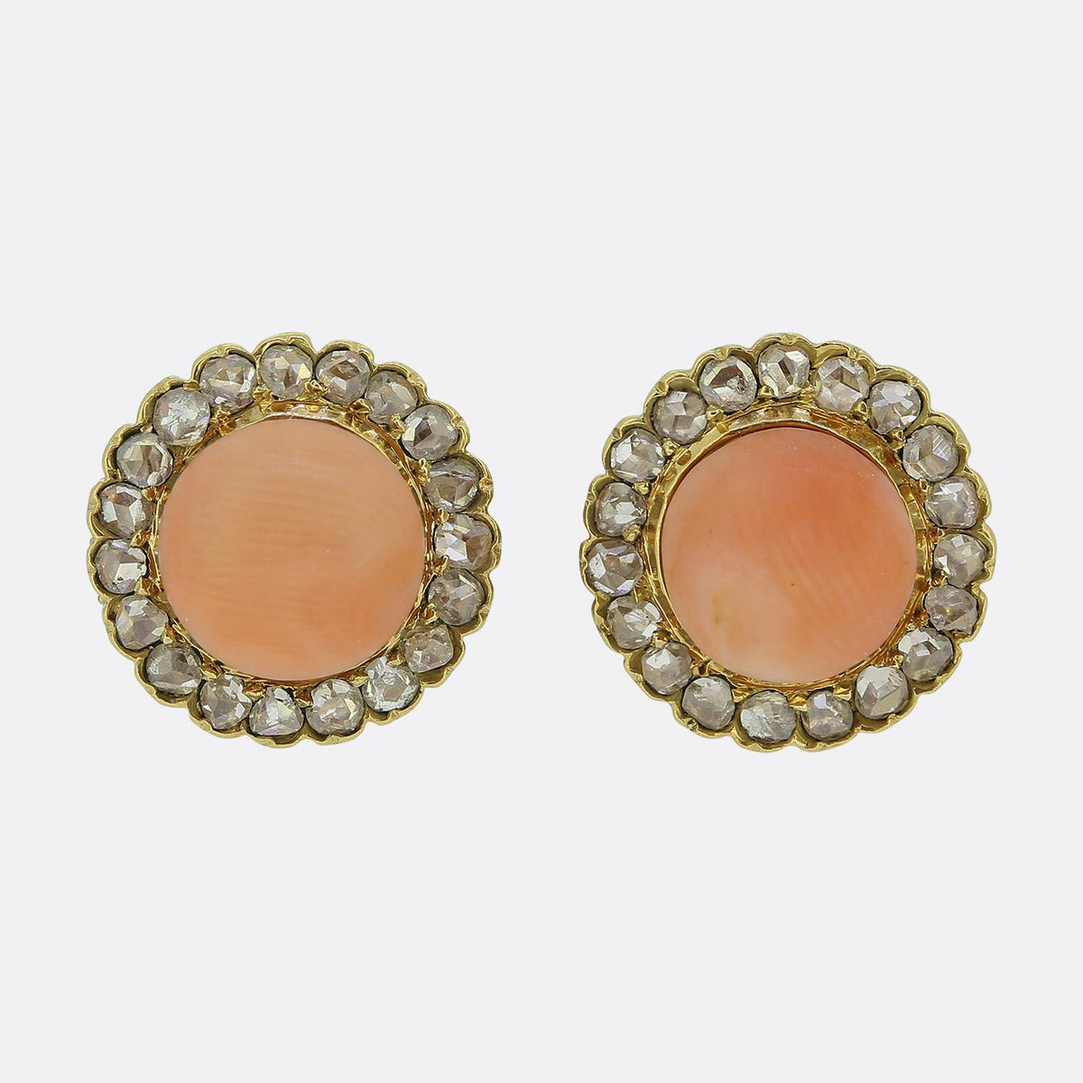 Antique Coral and Diamond Earrings