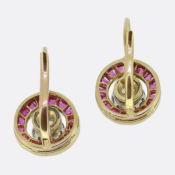 Art Deco Ruby and Diamond Drop Earrings