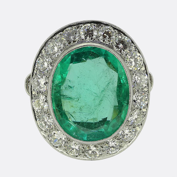 Art Deco 4.25 Carat Emerald and Diamond Dress Ring