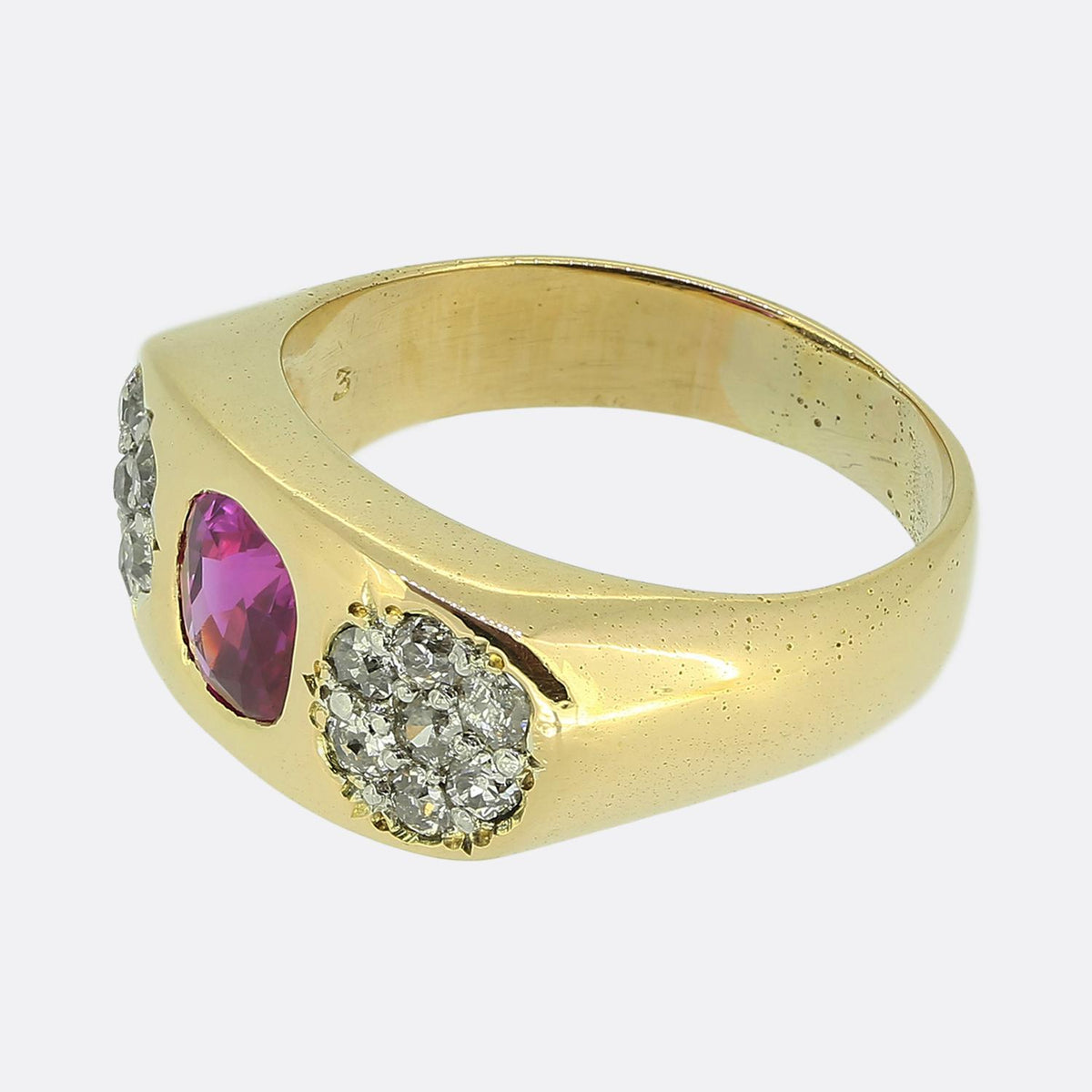 Edwardian Pink Sapphire and Old Cut Diamond Gypsy Ring