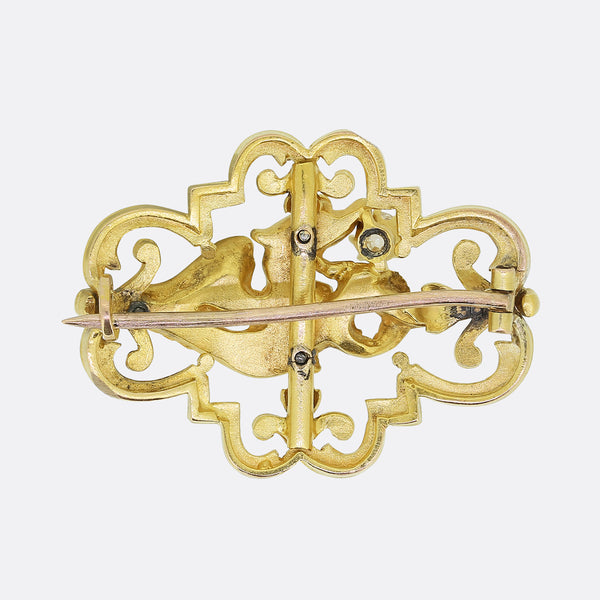 Art Nouveau Diamond Dragon Brooch