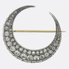 Victorian 6.00 Carat Old Cut Diamond Crescent Brooch