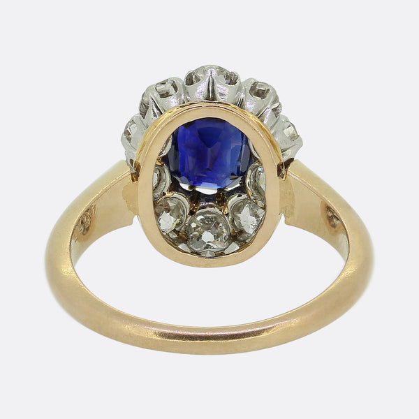 Antique Sapphire and Diamond Cluster Ring