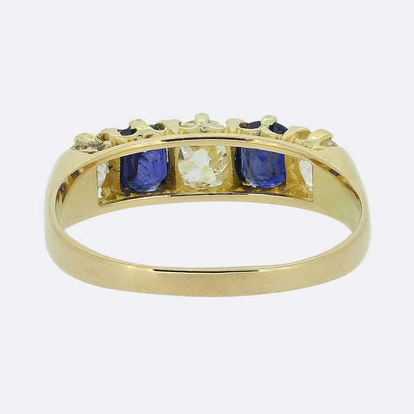 Edwardian Sapphire and Diamond Five-Stone Ring