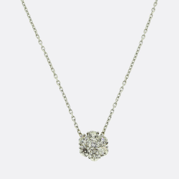 1.20 Carat Diamond Cluster Necklace