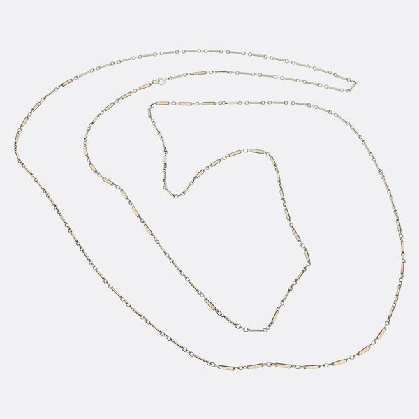 Art Deco Pink Enamel Longuard Necklace