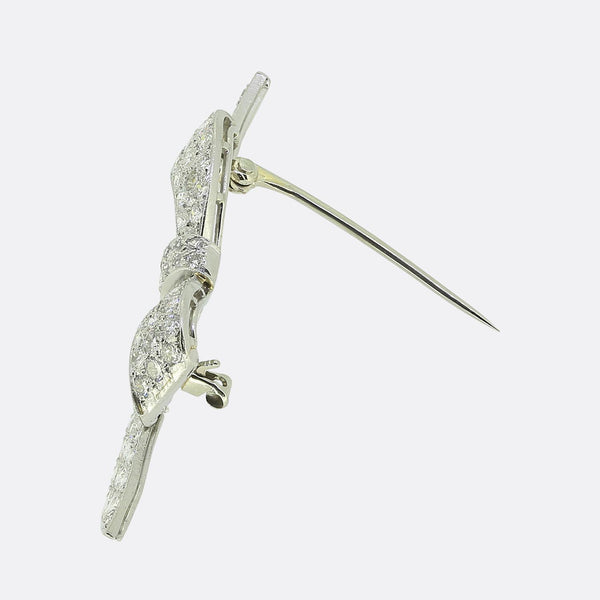Art Deco Diamond Bow Brooch