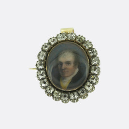 Georgian Diamond Portrait Brooch Pendant