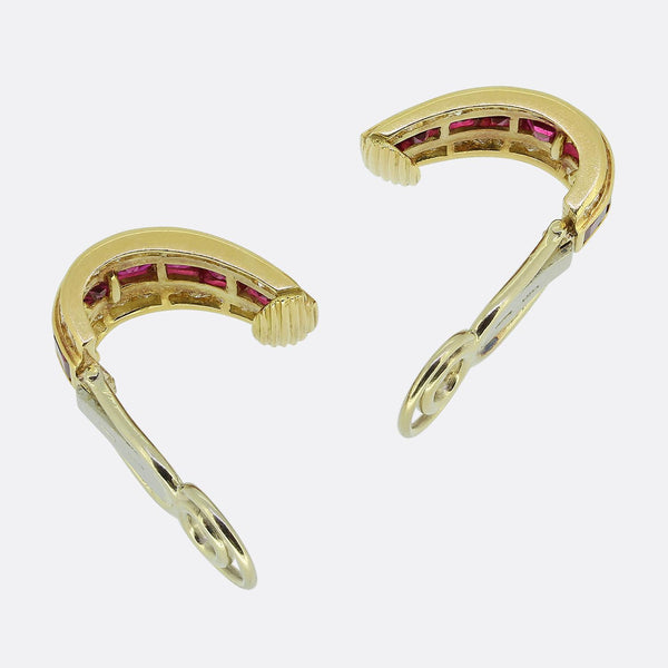 Bvlgari Ruby and Diamond Half-Hoop Earrings