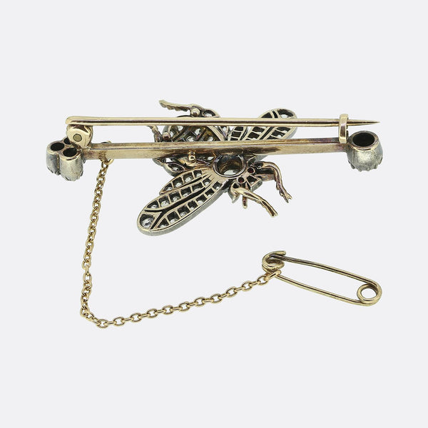 Victorian Ruby and Diamond Fly Bar Brooch