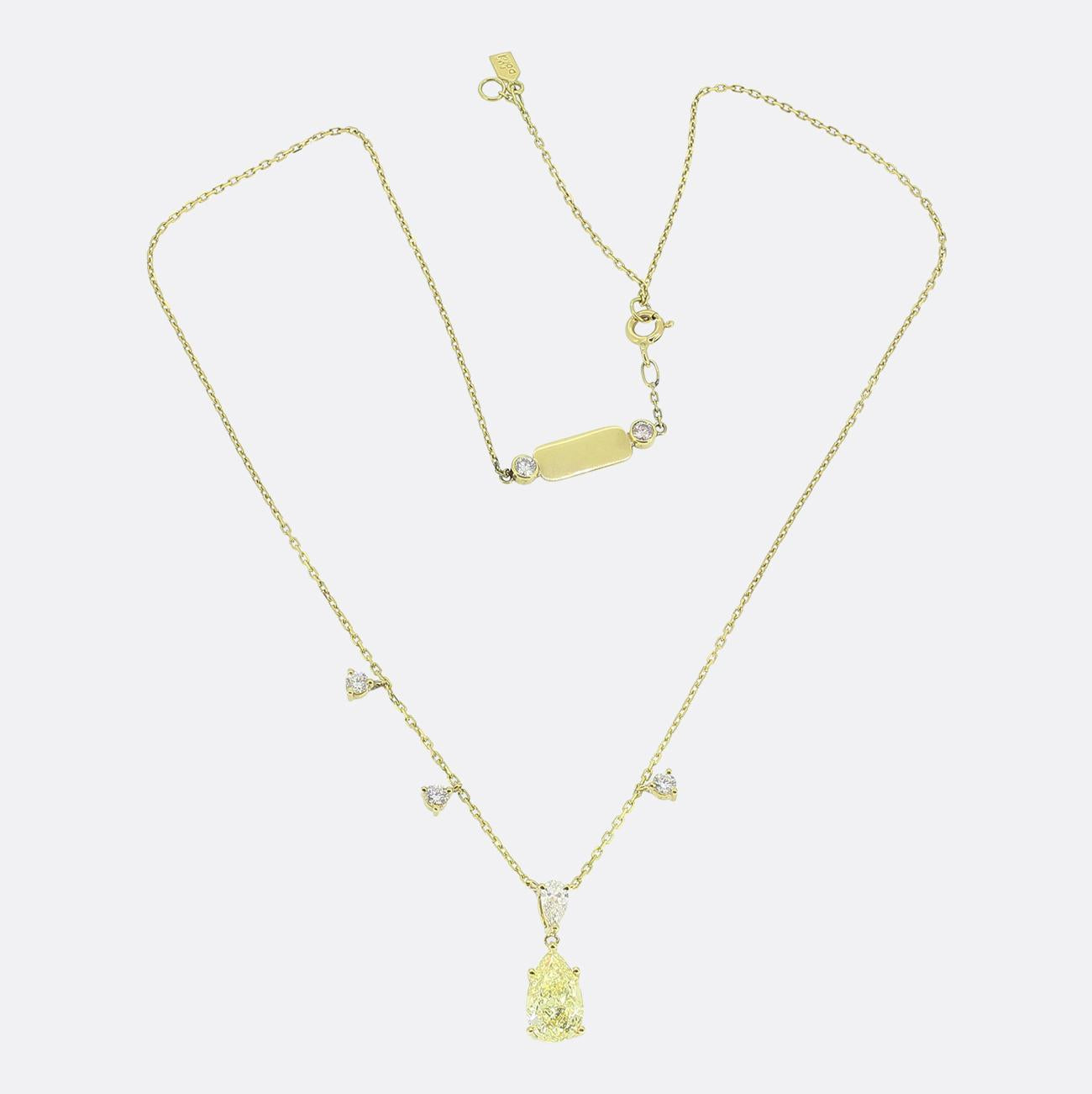 2.11 Carat Fancy Yellow Diamond Necklace
