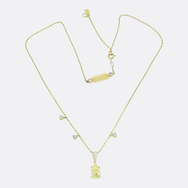 2.11 Carat Fancy Yellow Diamond Necklace