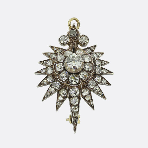 Antique Diamond Star Brooch Pendant