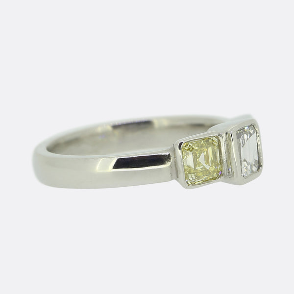 Vintage Three-Stone Asscher Cut Diamond Ring