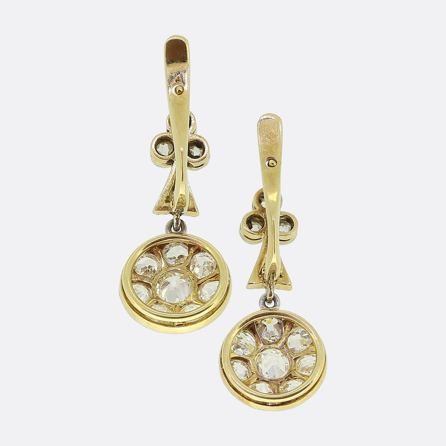 Antique Old Cut Diamond Cluster Earrings
