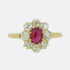 Antique Burmese Ruby and Diamond Cluster Ring