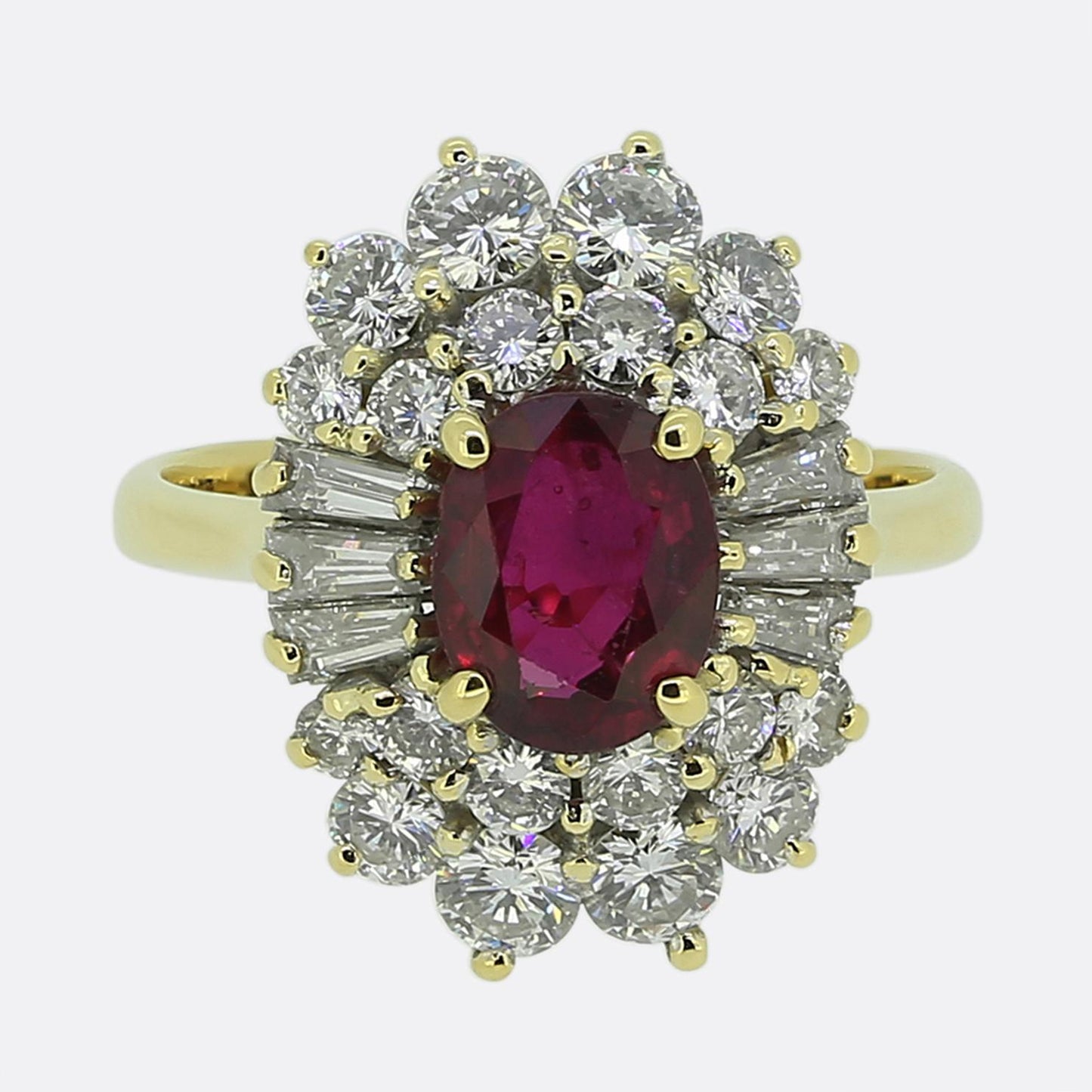 1.10 Carat Ruby and Diamond Cluster Ring